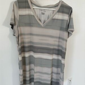 Danskin Women's Short Sleeve Striped nightgown - Gray and Cream